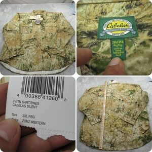 Cabelas Shirt Mens 2XL Tan Camo ZONZ Western‎ 7 Button Long Sleeve Hunting NEW